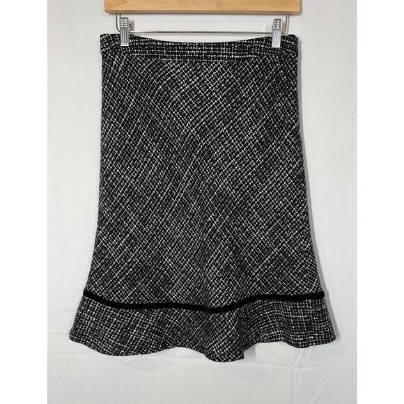 Gap Tweed Y2K Wool Blend Velvet Trim Skirt Womens Size 6 Lined Side Zip Black - Picture 2 of 8